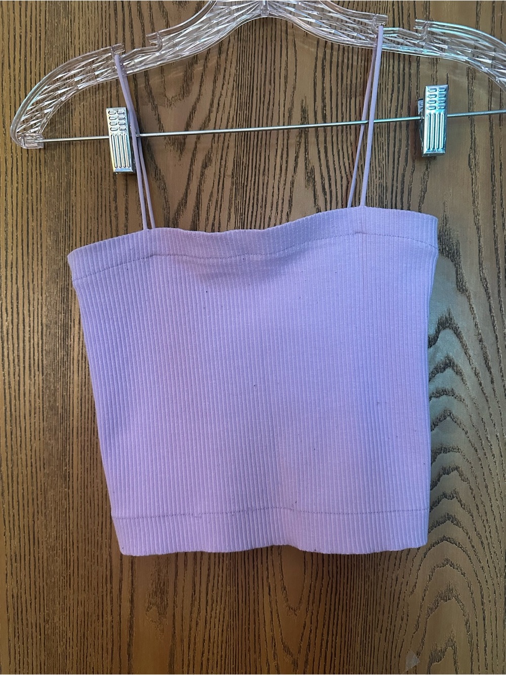 American Eagle Outfitters Lilac Ribbed Spaghetti Strap Crop Top